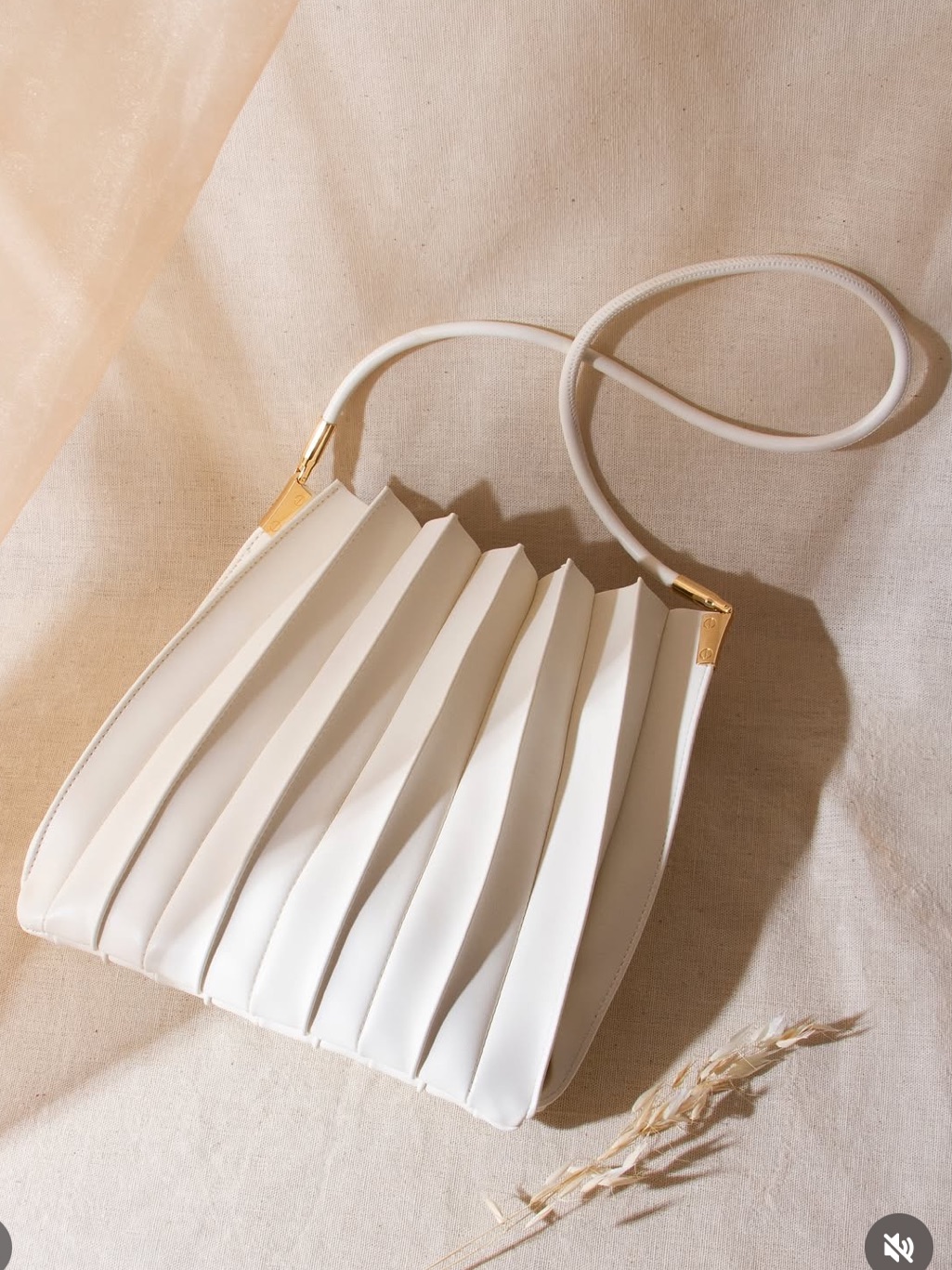 Melie Bianco Carrie Bone Pleated Vegan Leather Shoulder Bag